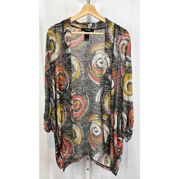 Ali Miles Tops - NWT ALI MILES Swirl Print Open Front Cardigan Topper Tunic Sheer Multicolor S